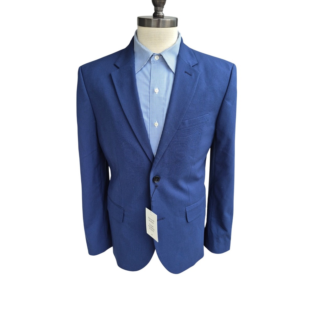 HM Mens Skinny Fit Stretch Blazer Blue Single Breasted Suit Jacket 40 R 42 R NEW